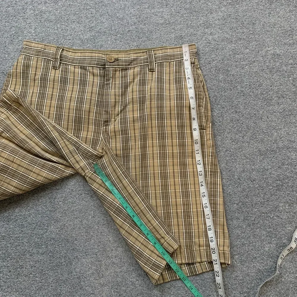 Vintage The North‎ Face Shorts Mens 31 Moss Green Plaid Cotton Twill Chino